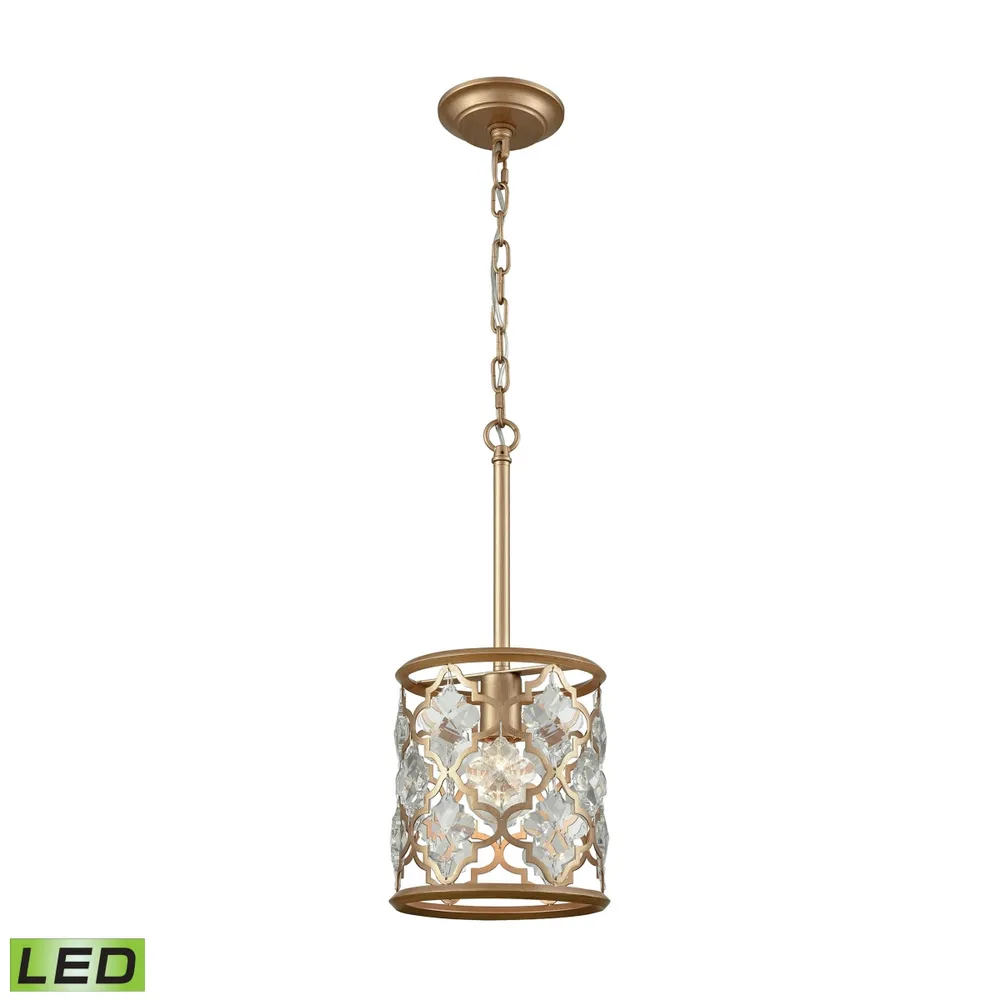 Armand 1 Light Pendant in Matte Gold with Clear Crystal