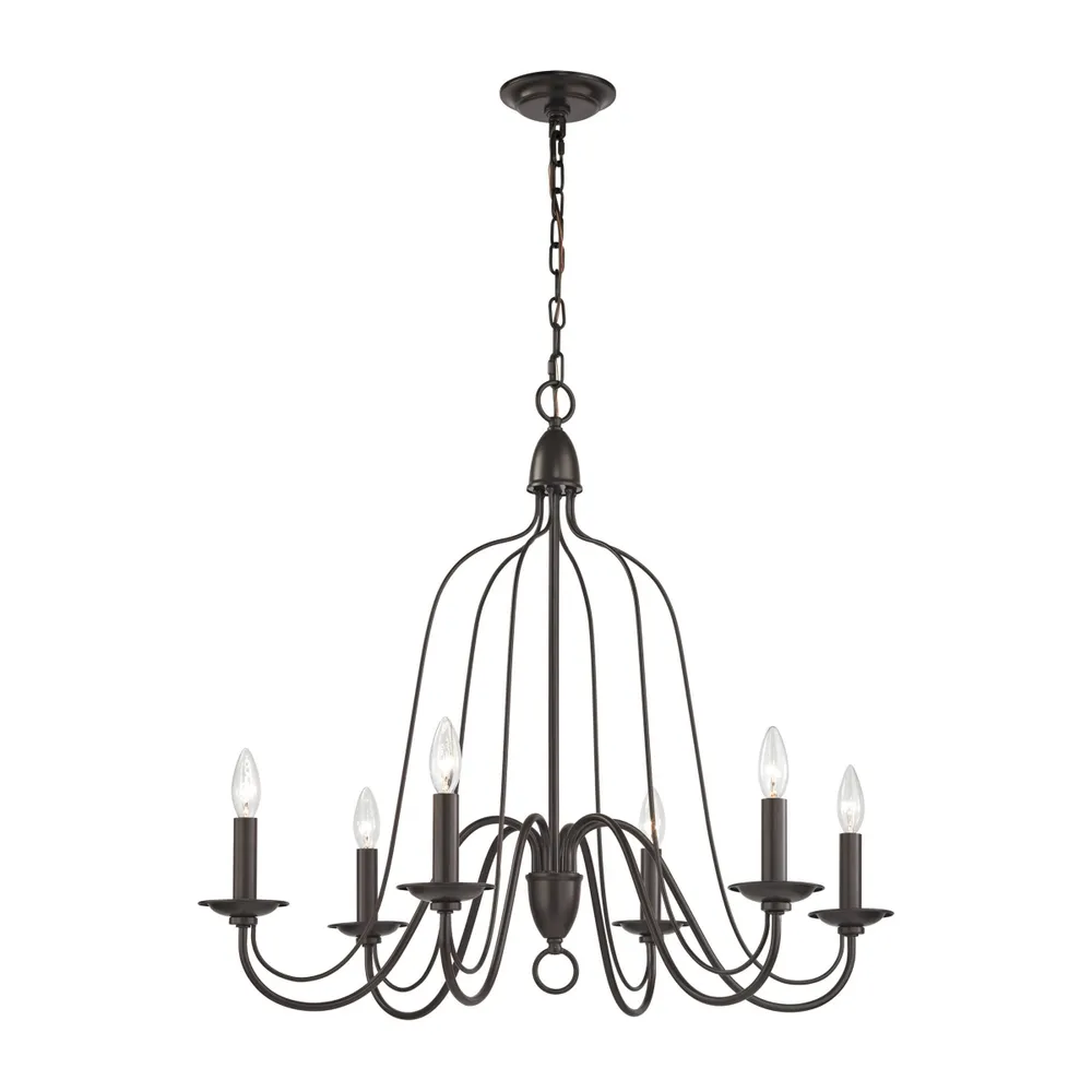 Monroe 6 Light Chandelier in Oil Rubbed Bronze