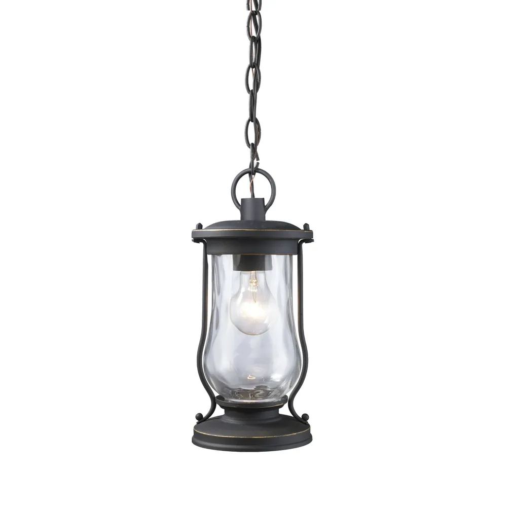 Farmstead 1-Light Outdoor Pendant in Matte Black