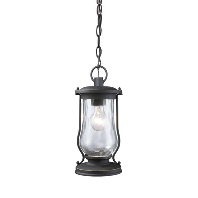 Farmstead 1-Light Outdoor Pendant in Matte Black