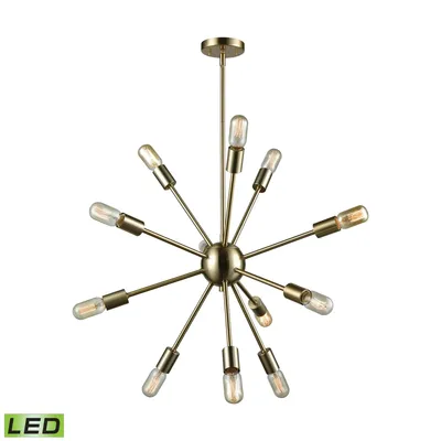 Delphine 12 Light Chandelier in Satin Brass