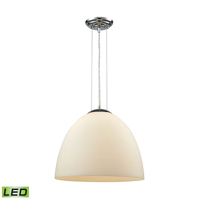 Merida 1 Light Pendant in Polished Chrome with White Linen Glass