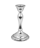 Classic Touch 6.5" Hammered Nickel Candlestick