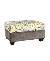 Kaya Wood-Constructed Floral Ottoman