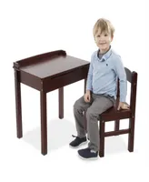 Wooden Lift-Top Desk & Chair