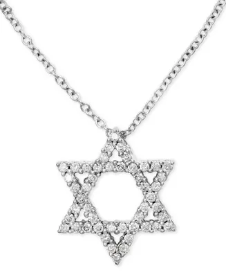 Effy Diamond Star of David 18" Pendant Necklace (1/4 ct. t.w.) in 14k White Gold