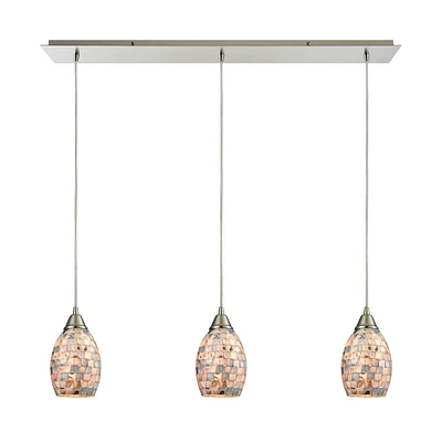 Capri Light Pendant in Satin Nickel and Gray Capiz Shell