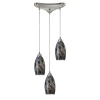 Galaxy 3-Light Smoke Pendant in Satin Nickel