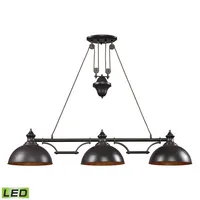 Farmhouse 3 Light Billiard in Oiled Bronze - Led, 800 Lumens (2400 Lumens Total) with Full Scale Dimming Range