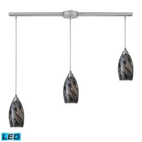 Galaxy 3 Light Linear Smoke Pendant in Satin Nickel