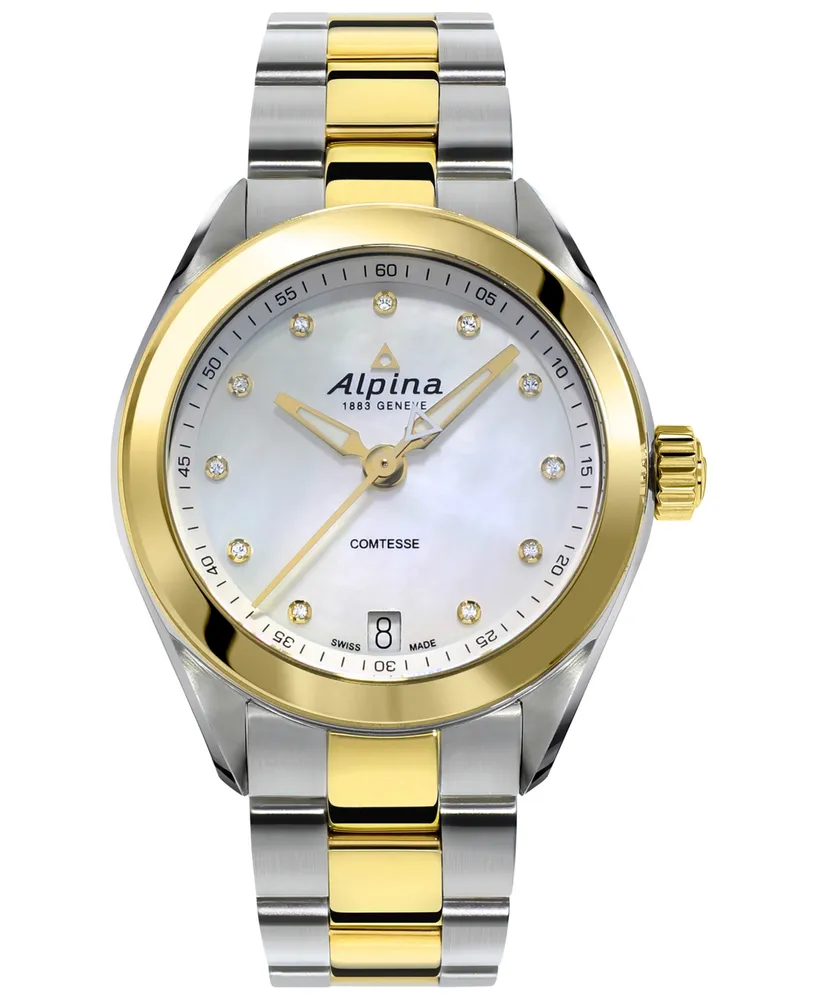 Alpina Women's Swiss Comtesse Diamond-Accent Two-Tone Stainless Steel Bracelet Watch 34mm - Two