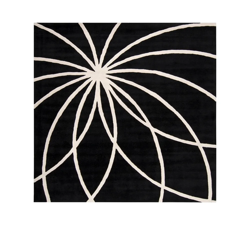 Livabliss Forum Fm-7072 Black 4' Square Area Rug