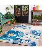 Closeout! Surya Rain Rai-1231 Bright Blue 5' x 8' Area Rug, Indoor/Outdoor