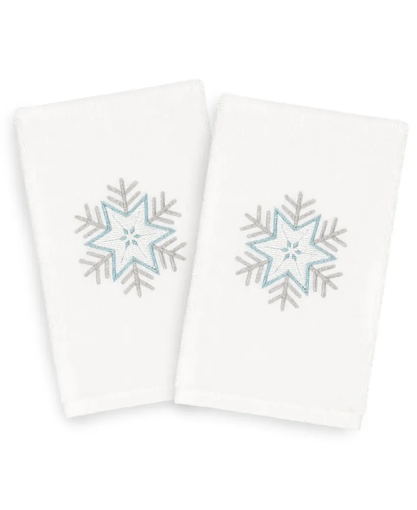Linum Home Christmas Crystal 100% Turkish Cotton 2-Pc. Hand Towel Set