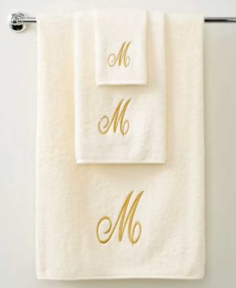 Avanti Monogram Initial Script Ivory Gold Bath Towels