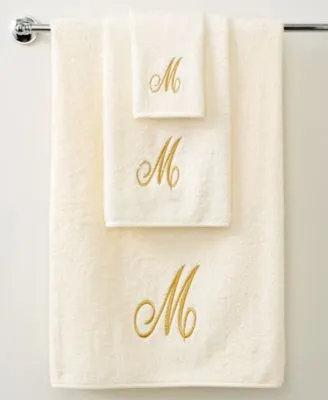 Avanti Monogram Initial Script Ivory Gold Bath Towels