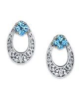 2028 Silver Tone Light Crystal Oval Stud Earring