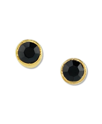 2028 14K Gold-tone Round Crystal Stainless Steel Stud Earring