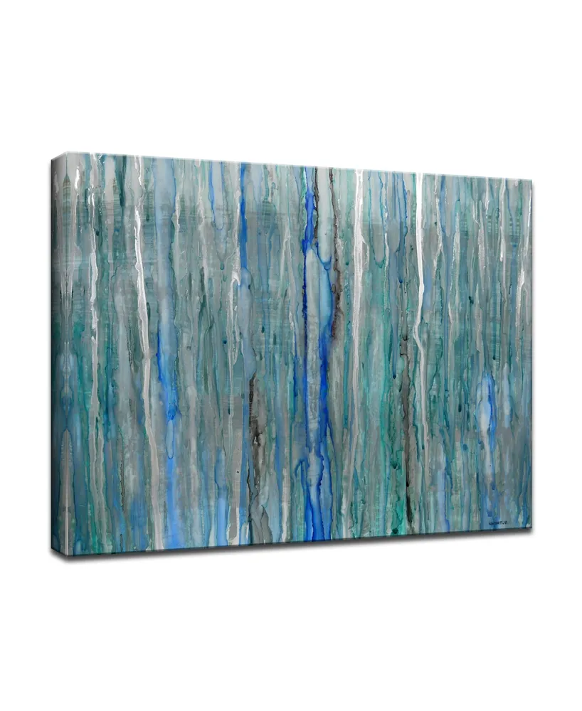 Ready2HangArt 'Rain' Abstract Blue Canvas Wall Art