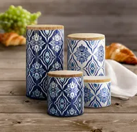 Jay Imports Pirouette Blue Canister, Set of 4