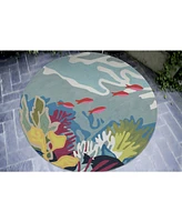 Liora Manne' Ravella 2275 Ocean View Blue 5' Indoor/Outdoor Round Area Rug