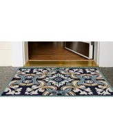 Liora Manne' Ravella 2253 Floral Tile Blue 2' x 3' Indoor/Outdoor Area Rug