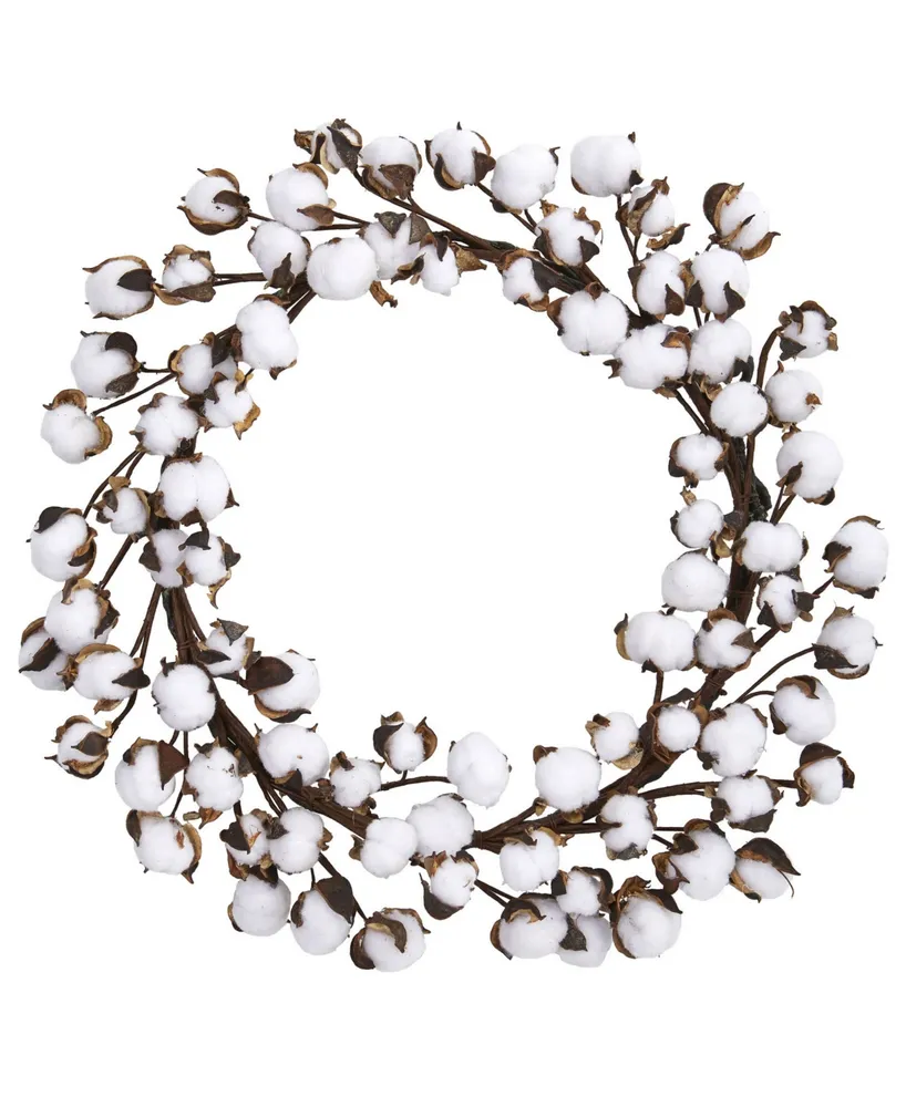 Nearly Natural 20" Cotton Ball Wreath