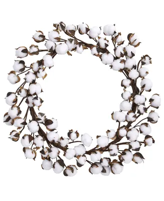 Nearly Natural 20" Cotton Ball Wreath