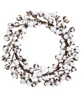 Nearly Natural 20" Cotton Ball Wreath