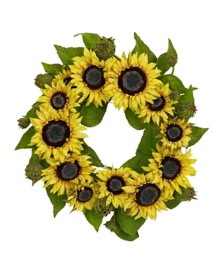 Nearly Natural 22" Sunflower Wreath