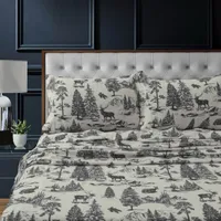 Tribeca Living Mountain Toile Heavyweight Flannel Extra Deep Pocket Sheet Set