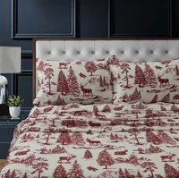 Mountain Toile Heavyweight Flannel Cal King Sheet Set