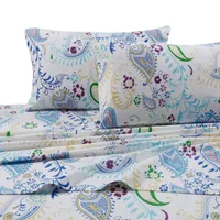 Tribeca Living Paisley Garden 170-gsm Flannel Printed Extra Deep Pocket Full Flannel Set