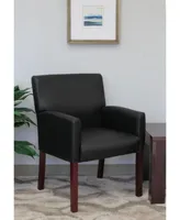 Boss Office Products Boss Mahogany Box Arm Guest Chair