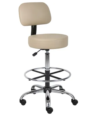 Boss Office Products Caressoft Medical/Drafting Stool W/ Back Cushion