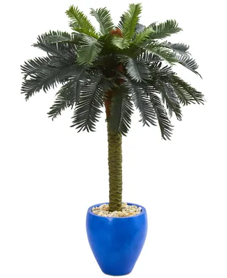 Nearly Natural 4' Sago Palm Artificial Tree in Planter