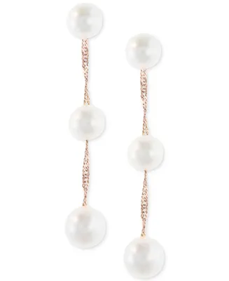 Effy Cultured Freshwater Pearl Triple Drop Earrings 14k Yellow, White or Rose Gold (5mm)