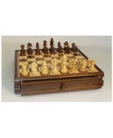 15" Walnut and Maple Drawer Chest Chess Set