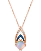 Le Vian Neopolitan Opal (3/4 ct. t.w.), Passion Ruby Accent & Nude Diamonds (1/10 t.w.) 18" Pendant Necklace 14k Rose Gold