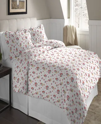 Pointehaven Penquin Superior Weight Cotton Flannel Duvet Cover Set, Twin/Twin Xl