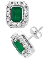 Effy Emerald (1-7/8 ct. t.w.) & Diamond (1/5 ct. t.w.) Earrings in 14k White Gold (Also in Yellow Gold)