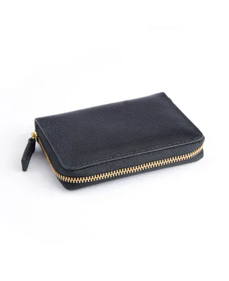 Men's Royce New York Pebbled Leather Zippered Credit Card Wallet