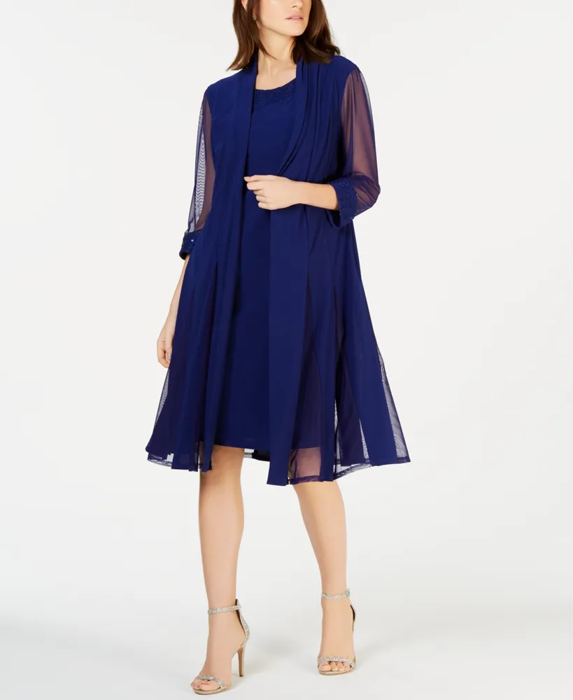 R & M Richards Embellished Dress & Duster Jacket
