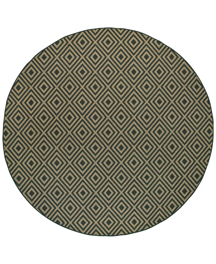 Oriental Weavers Marina 2335K Black/Tan 7'10" Indoor/Outdoor Round Area Rug