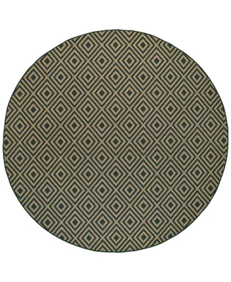 Oriental Weavers Marina 2335K Black/Tan 7'10" Indoor/Outdoor Round Area Rug