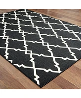 Oriental Weavers Marina 7763K Black/Ivory 2'5" x 4'5" Indoor/Outdoor Area Rug