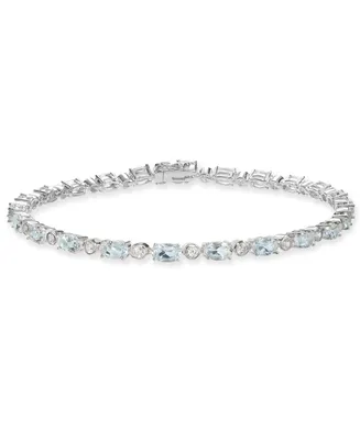 Blue Topaz (8 ct. t.w.) & White (7/8 Tennis Bracelet Sterling Silver (Also Available Aquamarine, Peridot and Opal)