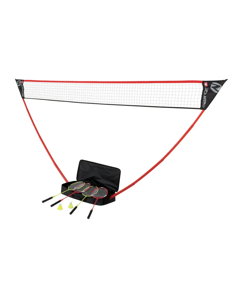 Zume Games Portable Badminton Set with Freestanding Base Sets Up on Any Surface in Seconds - No Tools or Stakes Required