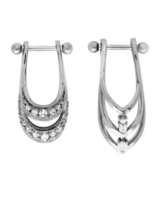 Bodifine Stainless Steel Set of 2 Crystal Shield Helix Bars