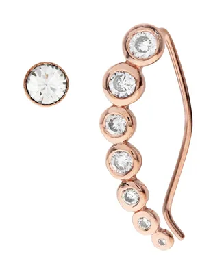 Bodifine Rose Gold Plated Sterling Silver Ear Climber and Stud Set